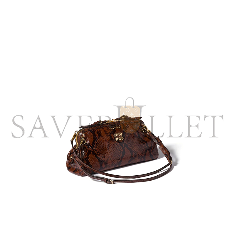 MIU MIU CAPRICE PYTHON-PRINT AYERS LEATHER CLUTCH 5BF130 (28*14.5*10cm)